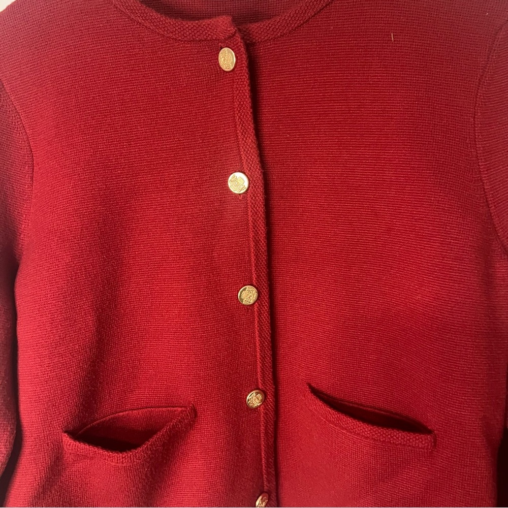Abercrombie & Fitch Red Cropped Women’s Cardigan Gold Button Front Size L - Picture 2 of 6